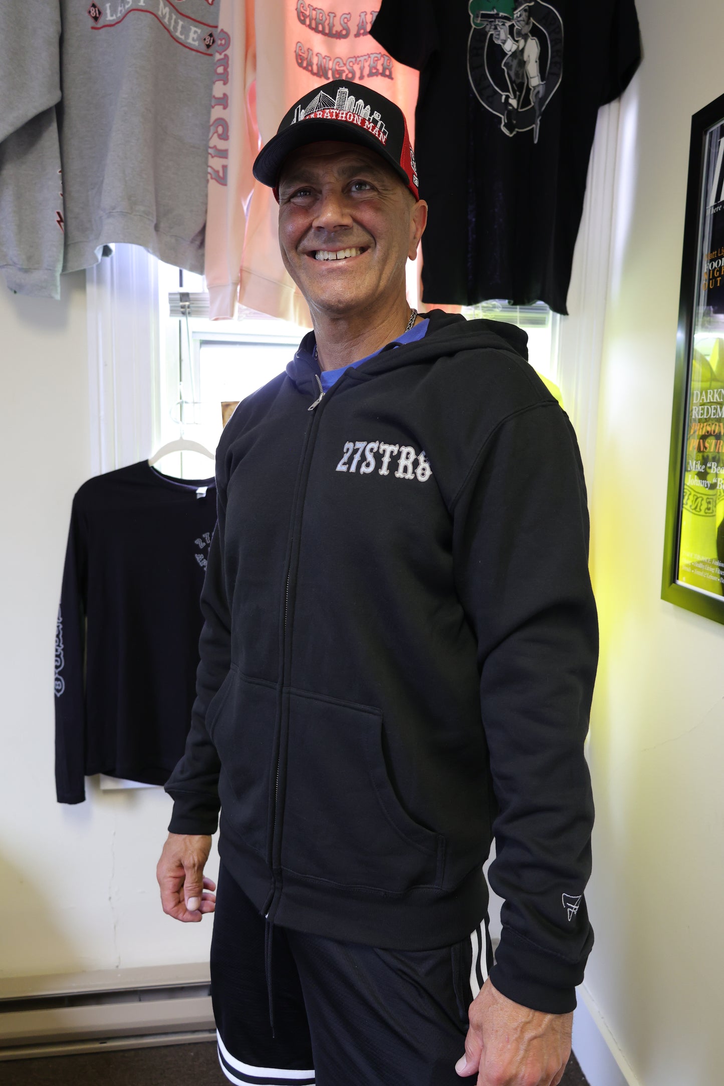 Zip-up Embroidered Black Hoodie