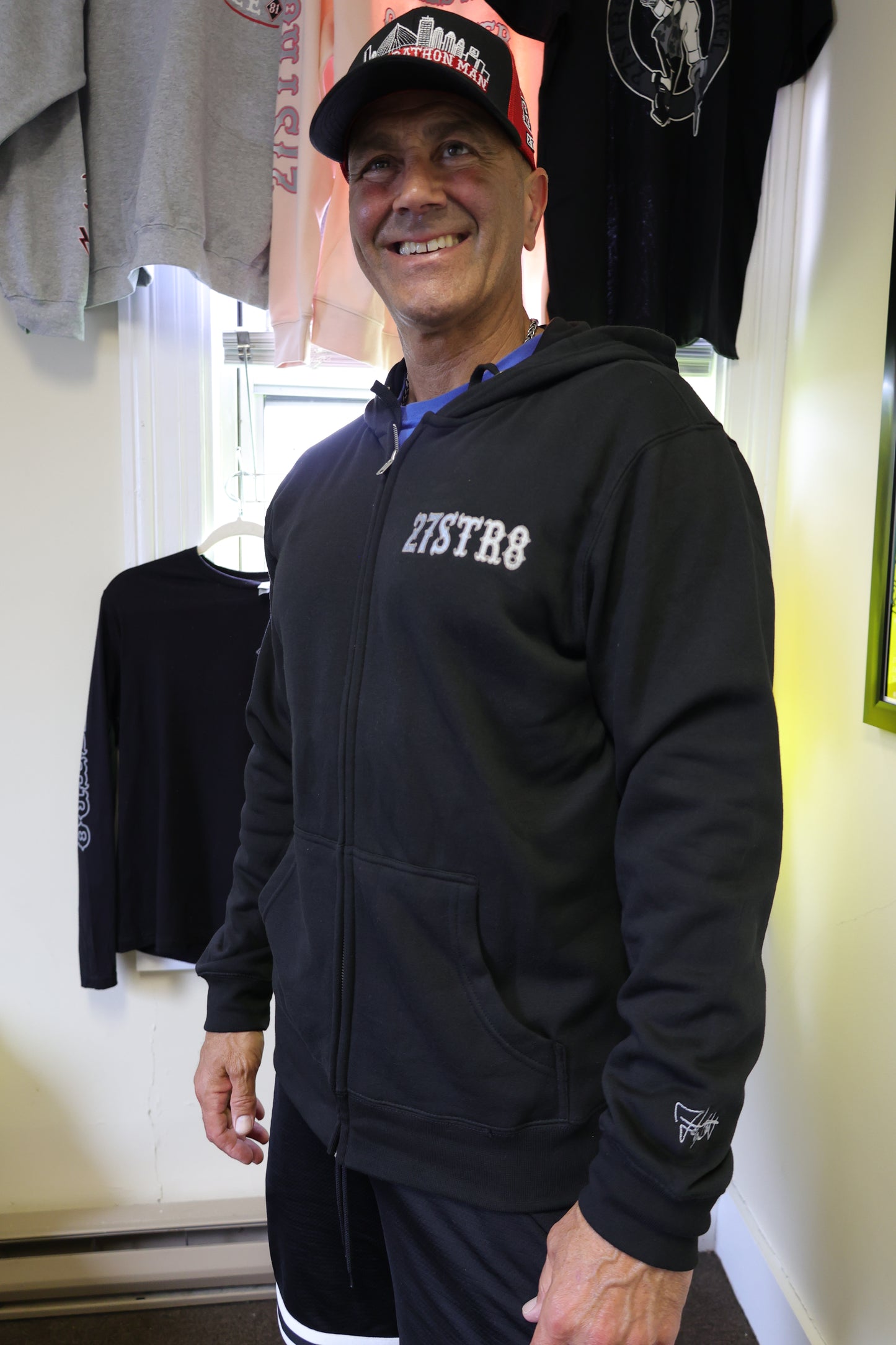 Zip-up Embroidered Black Hoodie