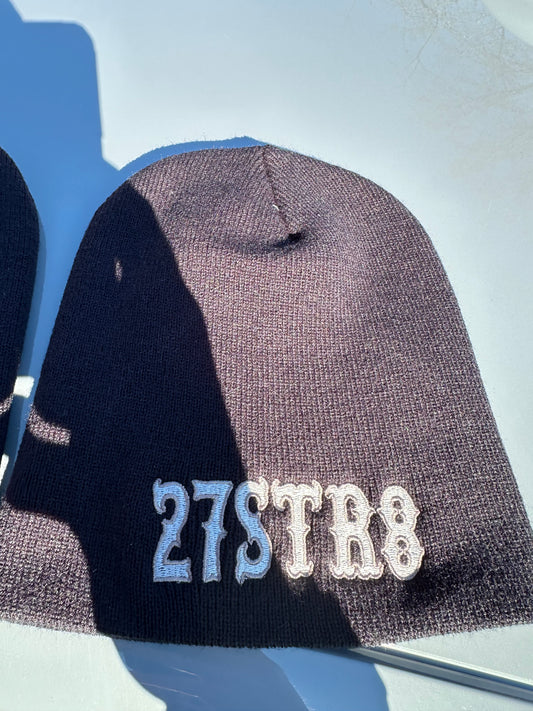 NEW!!! Black Beanie with gray embroidery Original 27str8 design(winter hat)